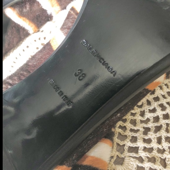 Balenciaga Striped Calf Hair Glove Sandals - Picture 8 of 11